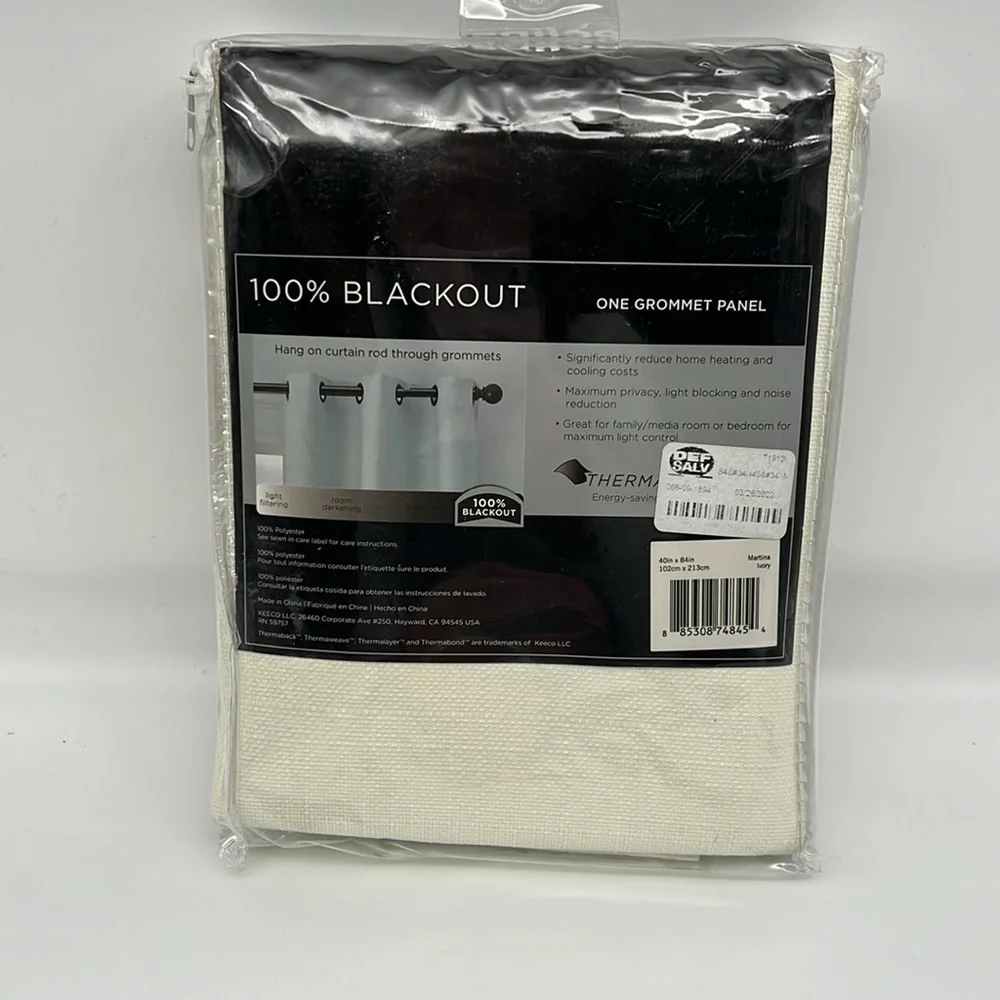 Eclipse absolute zero 100% Blackout Panel Grommet Martina Ivory‎ 40” x 84”